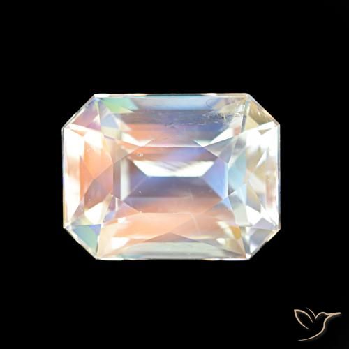 2.47ct 여러 가지 빛깔의 흰색 레인보우 문스톤, 에메랄드 컷, VVS-VS