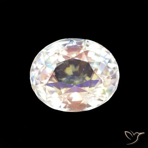 2.00ct 여러 가지 빛깔의 흰색 레인보우 문스톤, 타원형, VS