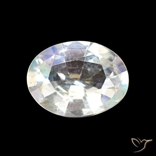 1.18ct 여러 가지 빛깔의 흰색 레인보우 문스톤, 타원형, VS