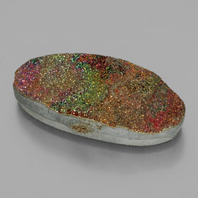 35.58캐럿 천연 멀티컬러 레인보우 파이라이트, 타원형 컷, 34.8×16.5 mm, 불투명체