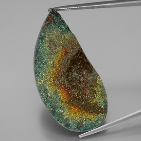 39.36캐럿 천연 멀티컬러 레인보우 파이라이트, 멋진 모양, 44.5×21.4 mm, 불투명체