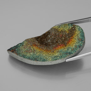 39.36캐럿 천연 멀티컬러 레인보우 파이라이트, 멋진 모양, 44.5×21.4 mm, 불투명체