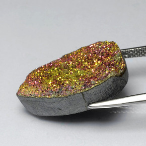 12.55캐럿 천연 다색 레인보우 파이라이트, 배 모양, 불투명체