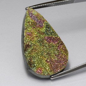 16.45캐럿 천연 멀티컬러 레인보우 파이라이트, 배 모양, 29.1×17 mm, 불투명체