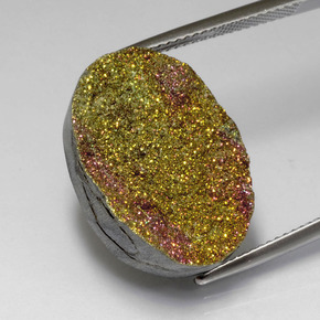 18.80캐럿 천연 멀티컬러 레인보우 파이라이트, 타원형 컷, 21.4×14.7 mm, 불투명체