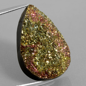 20.08캐럿 천연 멀티컬러 레인보우 파이라이트, 배 모양, 25.4×16.8 mm, 불투명체
