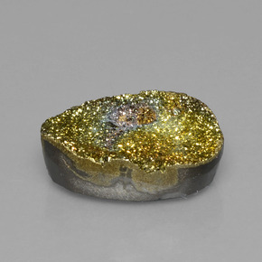 12.80캐럿 천연 멀티컬러 레인보우 파이라이트, 타원형 컷, 19.6×12.2 mm, 불투명체