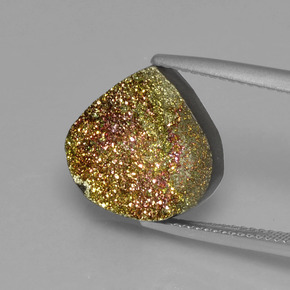6.93캐럿 천연 멀티컬러 레인보우 파이라이트, 배 모양, 13.8×13.7 mm, 불투명체