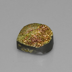 6.93캐럿 천연 멀티컬러 레인보우 파이라이트, 배 모양, 13.8×13.7 mm, 불투명체