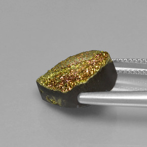 6.93캐럿 천연 멀티컬러 레인보우 파이라이트, 배 모양, 13.8×13.7 mm, 불투명체
