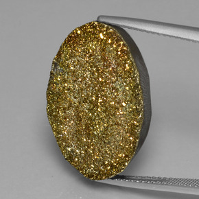 17.40캐럿 천연 멀티컬러 레인보우 파이라이트, 타원형 컷, 23.3×15.8 mm, 불투명체