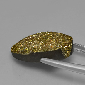 17.40캐럿 천연 멀티컬러 레인보우 파이라이트, 타원형 컷, 23.3×15.8 mm, 불투명체