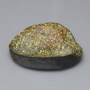 30.22캐럿 천연 멀티컬러 레인보우 파이라이트, 타원형 컷, 28.3×19.1 mm, 불투명체