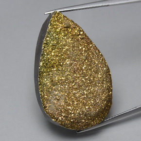 42.88캐럿 천연 멀티컬러 레인보우 파이라이트, 배 모양, 33.3×22.2 mm, 불투명체