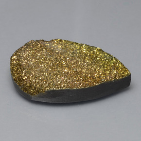 42.88캐럿 천연 멀티컬러 레인보우 파이라이트, 배 모양, 33.3×22.2 mm, 불투명체
