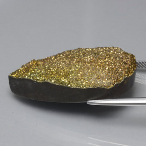 42.88캐럿 천연 멀티컬러 레인보우 파이라이트, 배 모양, 33.3×22.2 mm, 불투명체