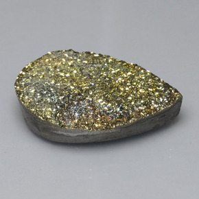 36.37캐럿 천연 미디엄 옐로우 레인보우 파이라이트, 배 모양, 30.5×21.3 mm, 불투명체