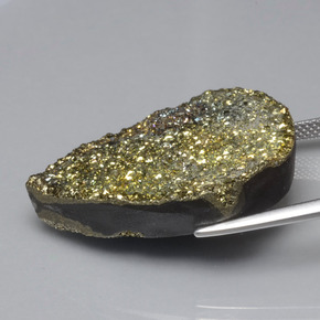36.37캐럿 천연 미디엄 옐로우 레인보우 파이라이트, 배 모양, 30.5×21.3 mm, 불투명체