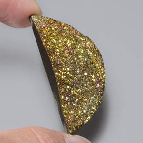 36.82캐럿 천연 멀티컬러 레인보우 파이라이트, 멋진 모양, 45×18.6 mm, 불투명체