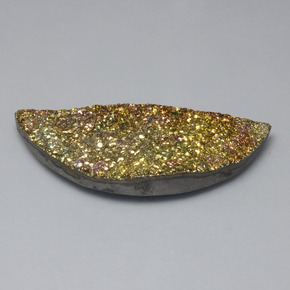 36.82캐럿 천연 멀티컬러 레인보우 파이라이트, 멋진 모양, 45×18.6 mm, 불투명체