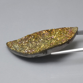 36.82캐럿 천연 멀티컬러 레인보우 파이라이트, 멋진 모양, 45×18.6 mm, 불투명체