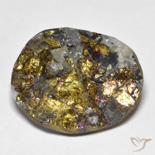 32.58캐럿 천연 멀티컬러 레인보우 파이라이트, 멋진 모양, 23.1×18.4 mm, 불투명체