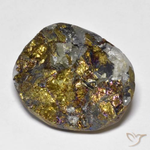 32.58캐럿 천연 멀티컬러 레인보우 파이라이트, 멋진 모양, 23.1×18.4 mm, 불투명체