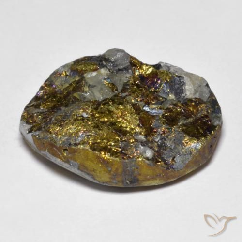 32.58캐럿 천연 멀티컬러 레인보우 파이라이트, 멋진 모양, 23.1×18.4 mm, 불투명체