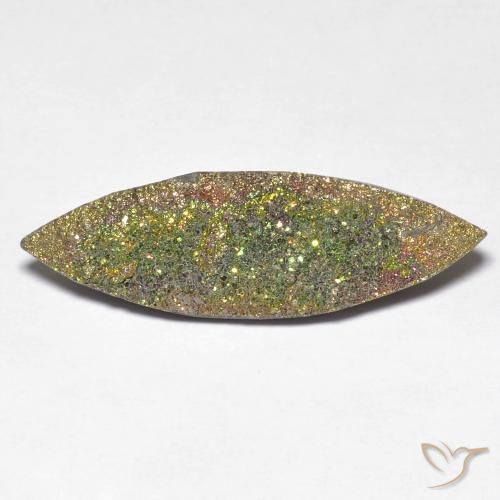 5.52캐럿 천연 멀티컬러 레인보우 파이라이트, 마퀴즈, 26×8.2 mm, 불투명체