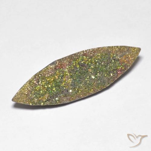 5.52캐럿 천연 멀티컬러 레인보우 파이라이트, 마퀴즈, 26×8.2 mm, 불투명체