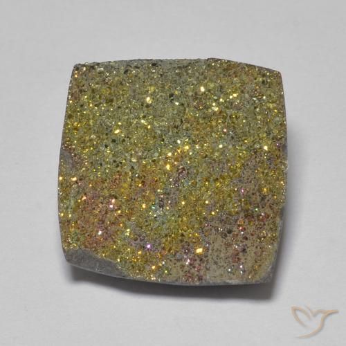 6.15ct 자연스러운 다색 레인보우 파이라이트, 정사각형, 불투명체