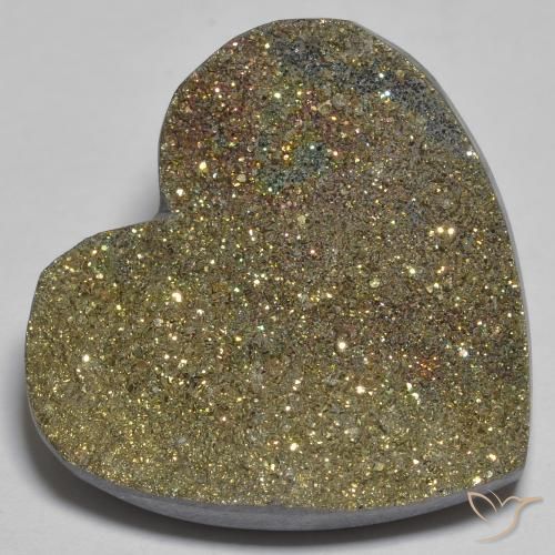 29.66ct 자연스러운 다색 레인보우 파이라이트, 마음, 불투명체