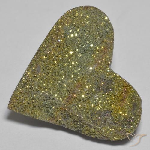 18.98ct 자연스러운 다색 레인보우 파이라이트, 마음, 불투명체