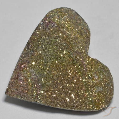 26.42ct 자연스러운 다색 레인보우 파이라이트, 마음, 불투명체