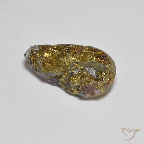 4.97캐럿 천연 멀티컬러 레인보우 파이라이트, 멋진 모양, 13.8×7.3 mm, 불투명체