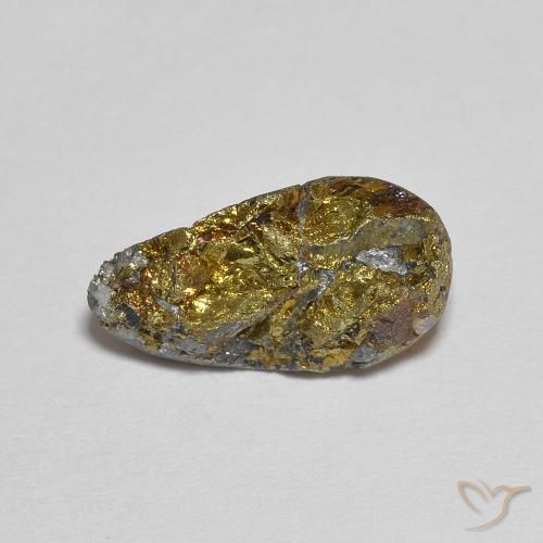 4.97캐럿 천연 멀티컬러 레인보우 파이라이트, 멋진 모양, 13.8×7.3 mm, 불투명체