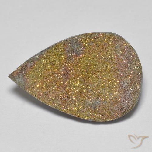 13.57ct 자연스러운 다색 레인보우 파이라이트, 배 모양, 불투명체