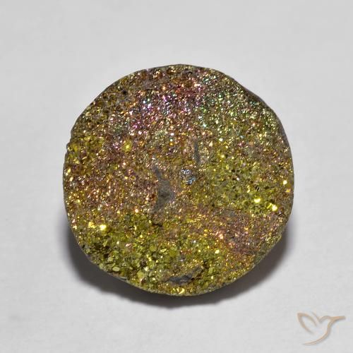 5.14캐럿 천연 멀티컬러 레인보우 파이라이트, 라운드 컷, 12.44 mm, 불투명체