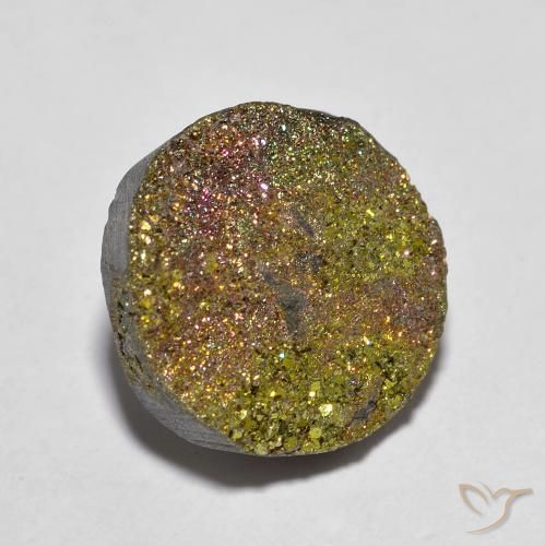 5.14캐럿 천연 멀티컬러 레인보우 파이라이트, 라운드 컷, 12.44 mm, 불투명체