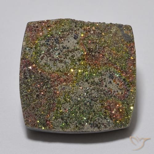 9.32ct 자연스러운 다색 레인보우 파이라이트, 정사각형, 불투명체