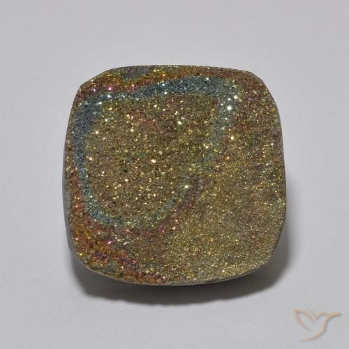 10.04ct 자연스러운 다색 레인보우 파이라이트, 방석, 불투명체