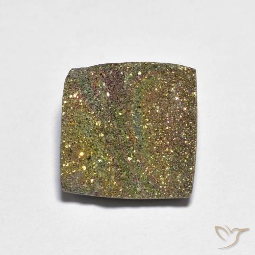 8.26ct 자연스러운 다색 레인보우 파이라이트, 정사각형, 불투명체