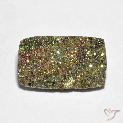 4.15캐럿 천연 멀티컬러 레인보우 파이라이트, 바게트, 13.8×8.3 mm, 불투명체