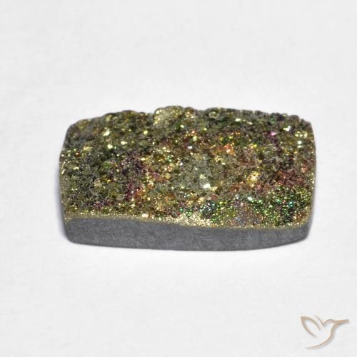 4.15캐럿 천연 멀티컬러 레인보우 파이라이트, 바게트, 13.8×8.3 mm, 불투명체