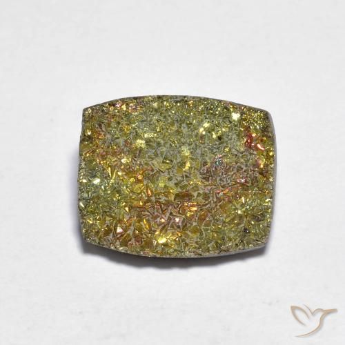 3.58캐럿 천연 멀티컬러 레인보우 파이라이트, 바게트, 10.8×9.1 mm, 불투명체