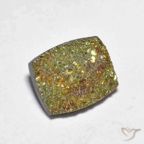 3.58캐럿 천연 멀티컬러 레인보우 파이라이트, 바게트, 10.8×9.1 mm, 불투명체