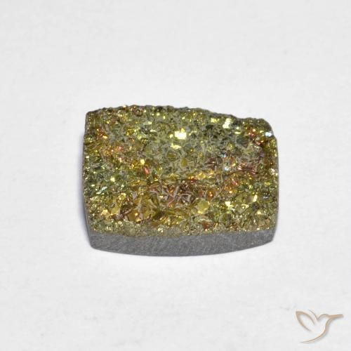 3.58캐럿 천연 멀티컬러 레인보우 파이라이트, 바게트, 10.8×9.1 mm, 불투명체