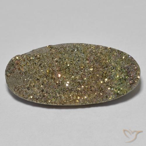 9.77ct 자연스러운 다색 레인보우 파이라이트, 타원형, 불투명체