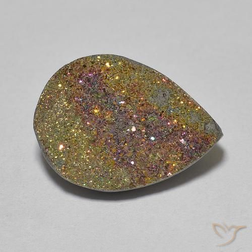 6.65ct 자연스러운 다색 레인보우 파이라이트, 배 모양, 불투명체