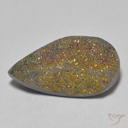 10.62ct 자연스러운 다색 레인보우 파이라이트, 배 모양, 불투명체